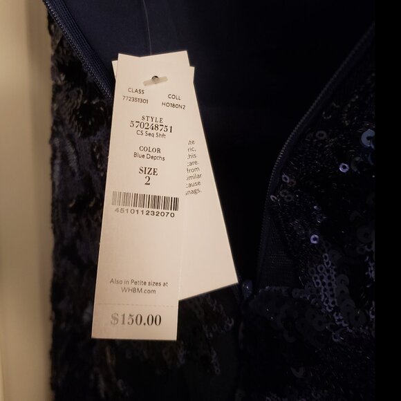 WHBM Sleeveless Blue Sequin Sheath Dress Sz 2 Party NWT White House Black Market - Picture 13 of 15